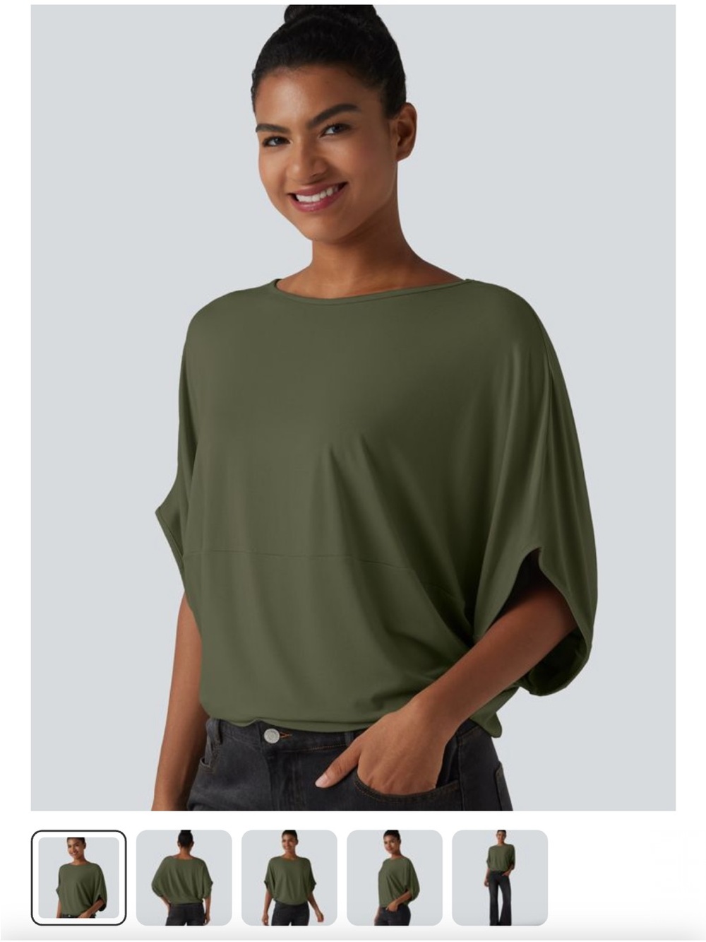HALARA round neck batwing sleeve relaxed casual top